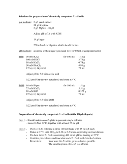 Solutions for preparation of chemically competent E.coli