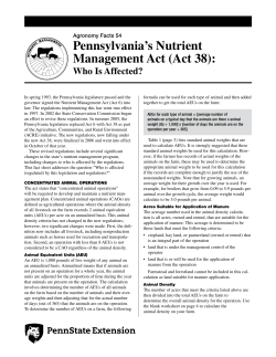 Pennsylvania`s Nutrient Management Act (Act 38)