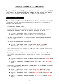 Often-used Variables on SACMEQ Archive