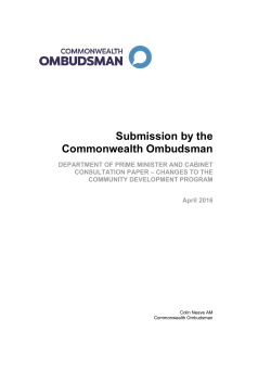 Commonwealth Ombudsman CDP Consultation Paper submission