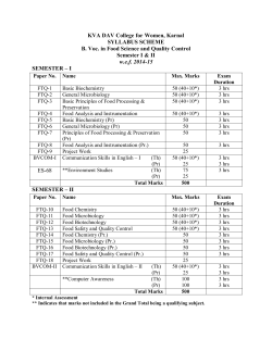B. Voc. in Food Science and Quality Control