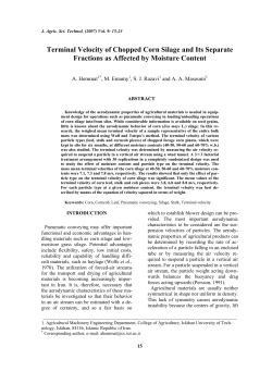 Terminal Velocity of Chopped Corn Silage and Its Separate
