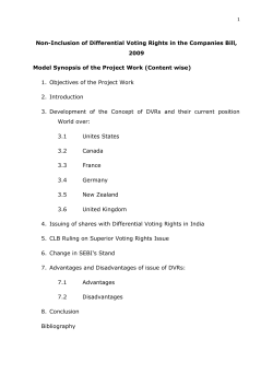 Non-Inclusion of Differential Voting Rights in the Companies Bill