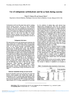 Use of endogenous carbohydrate and fat as fuels during exercise