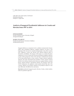 Analysis of Inaugural Presidential Addresses in Croatia and