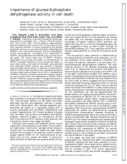 Importance of glucose-6-phosphate dehydrogenase activity in cell