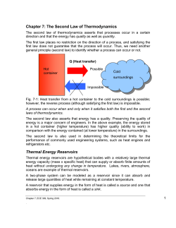 Chapter 7: The Second Law of Thermodynamics Thermal Energy