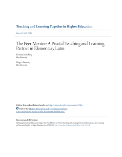 The Peer Mentor: A Pivotal Teaching and Learning Partner in
