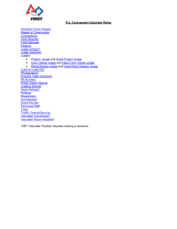 FLL Tournament Volunteer Roles Assistant Score Keeper Master of