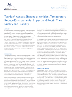TaqMan® Assays Shipped at Ambient Temperature Reduce