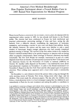 America`s First Medical Breakthrough: How Popular Excitement