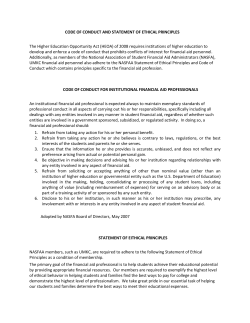 CODE OF CONDUCT AND STATEMENT OF ETHICAL PRINCIPLES