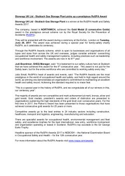 Storengy UK Ltd - Stublach Gas Storage Plant picks up a prestigious