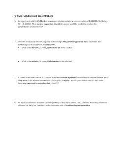 CHEM 3: Solutions and Concentrations