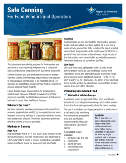 Safe Canning for Food Vendors and Operators