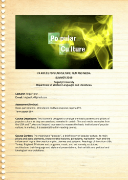 FA 49Y.01 POPULAR CULTURE, FILM AND MEDIA SUMMER 2016