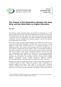 Impact of Separation between the Gaza Strip and the West Bank on