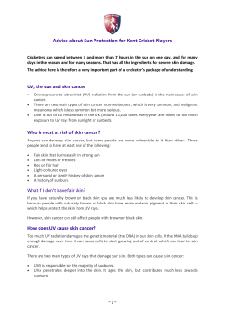 Sun Protection Advice - Bromley District Cricket Coaching