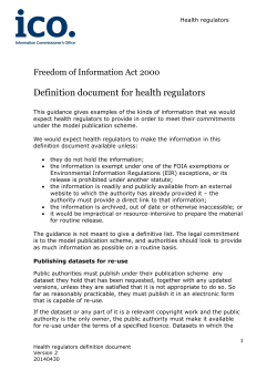 Definition document for health regulators