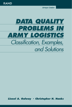 Data Quality Problems in Army Logistics
