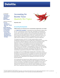 Accounting for Income Taxes Quarterly Hot Topics