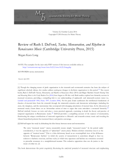 Review of Ruth I. DeFord, Tactus, Mensuration, and Rhythm in