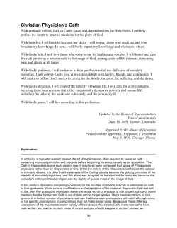 Christian Physician`s Oath Ethics Statement with References