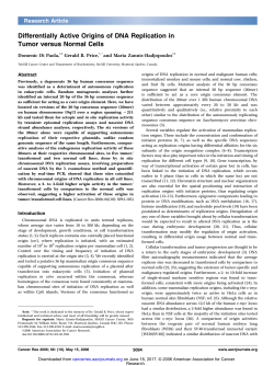 Differentially Active Origins of DNA Replication in Tumor versus