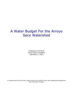 A Water Budget For the Arroyo Seco Watershed
