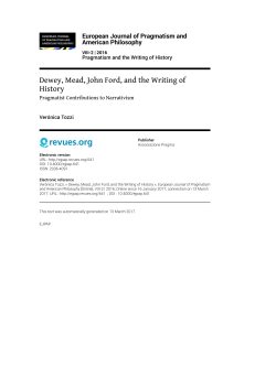 Dewey, Mead, John Ford, and the Writing of History. Pragmatist