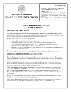 Student Representatives to the Board of Regents