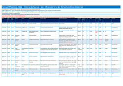 Annual Meeting 2016 - Filming Schedule
