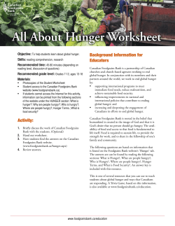 All About Hunger Worksheet