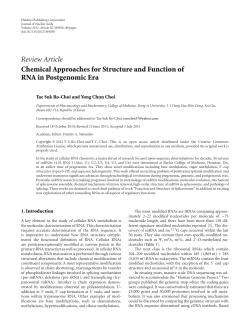 Chemical Approaches for Structure and Function of RNA in