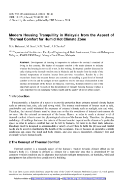 Modern Housing Tranquillity in Malaysia from the Aspect of Thermal