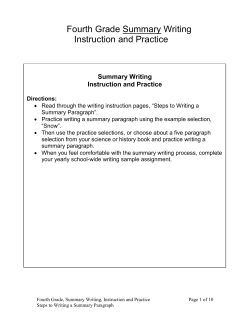 Fourth Grade Summary Writing Instruction and Practice