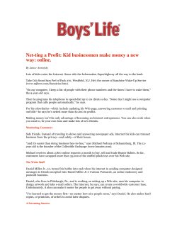 Net-ting a Profit: Kid businessmen make money a new way: online.