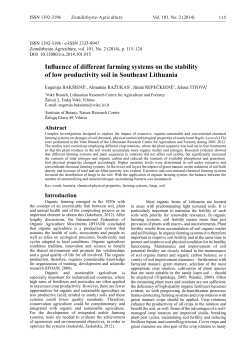Influence of different farming systems on the stability of low