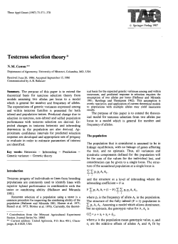 Testcross selection theory