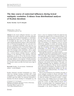 The time course of contextual influences during lexical ambiguity