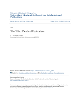 The Third Death of Federalism - University of Cincinnati College of
