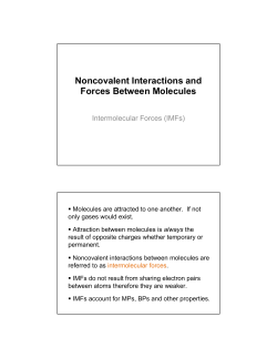 Noncovalent Interactions and Forces Between Molecules