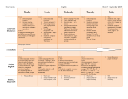 Mrs. Francis English Week 4 &ndash; September 10-14 Monday