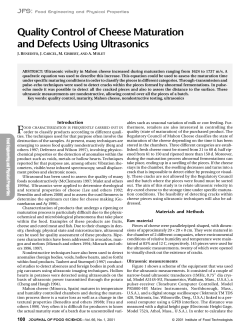 Quality Control of Cheese Maturation and Defects Using Ultrasonics