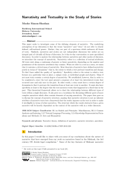 Narrativity and Textuality in the Study of Stories