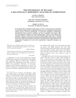 the psychology of rivalry - Berkeley-Haas