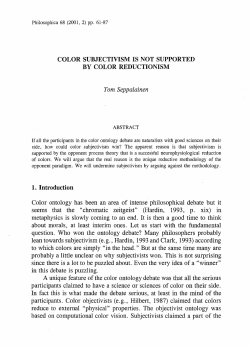 COLOR SUBJECTIVISM IS NOT SUPPORTED BY