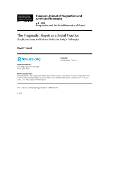 The Pragmatist Skepsis as a Social Practice. Skepticism, Irony and