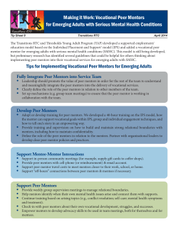 Making it Work: Vocational Peer Mentors for Emerging Adults with