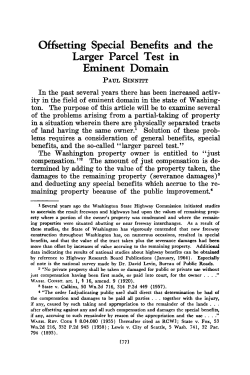 Offsetting Special Benefits and the Larger Parcel Test in Eminent
